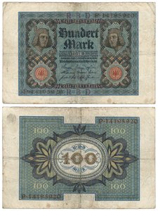 A Hundred Mark Banknote, 1920 (recto and verso)