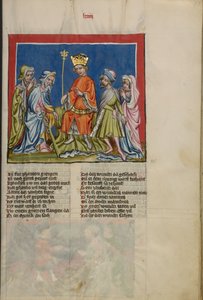 Aaron Transforms the Rod into a Serpent from Weltchronik Ms. 33, fol. 73 by German School
