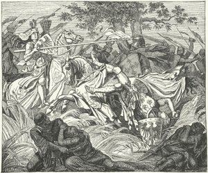 Adolph of Germany falls at the Battle of Golheim by German School