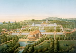 Aerial view of the villa of King Guillaume of Wurtemberg by German School