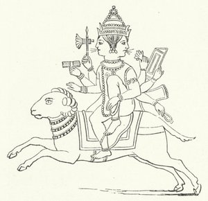 Agni, Hindu Fire God (engraving) by German School