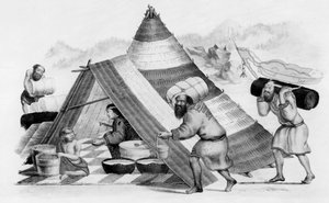Ainu traders on the Japanese island of Jezo by German School