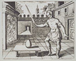 Alchemical Allegory: The Philosophers Egg, from Srutinium Chymicum by Michael Majer, illustrated in a history of magic published late 19th century by German School