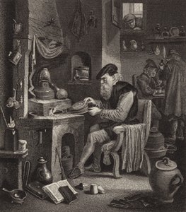 Alchemist at work. Illustration for Bilder-Atlas by German School