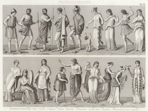 Ancient Greek costumes. Illustration for Bilder-Atlas