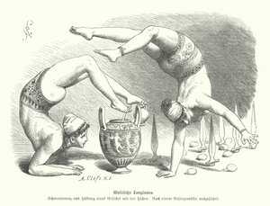 Ancient Greek female acrobats by German School