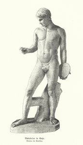 Ancient Greek statue of a discus thrower at rest by German School