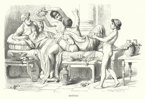 Ancient Greeks feasting by German School