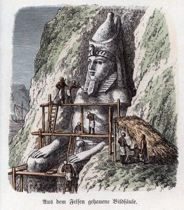 Ancient History. Egypt. Statue Carved on a Rock