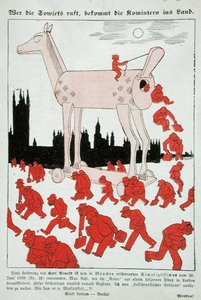 Anti-Bolshevik Cartoon of the Third Reich Depicting the Bolsheviks Escaping from a Trojan Horse into London