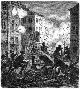 Barricades in Berlin during the 1848 German Revolution