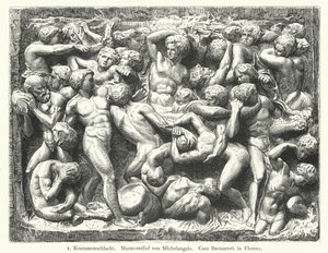 Battle of the Centaurs, marble relief by Michelangelo by German School