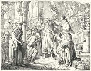 Bernard of Clairvaux preaching the Second Crusade in Speyer, Germany by German School