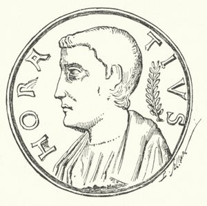 Bronze coin showing the head of the Roman hero Horatius by German School