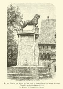 Bronze lion erected by Henry the Lion in Brunswick in 1166