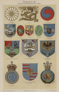 Coats of arms of Hawaii and countries of Asia and Africa by German School