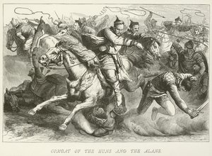 Combat of the Huns and the Alans by German School