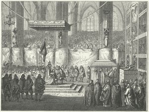 Coronation of Charles X Gustav of Sweden in Uppsala Cathedral by German School