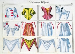 Corsets and undergarments, from a series on womens clothing
