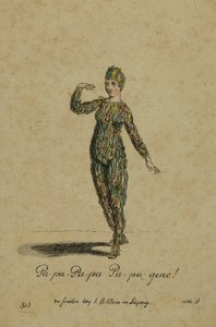 Costume Design for the Role of Papageno in the Opera The Magic Flute by Wolfgang Amadeus Mozart by German School