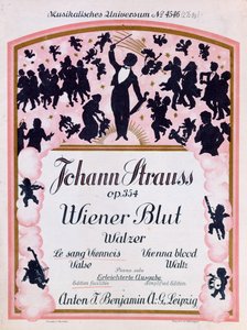 Cover of the Score of the famous waltz Wiener Blut op.354 by Johann Strauss II, 1930