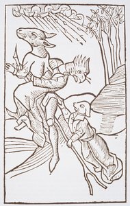 Departure for the Sabbath, copy of an illustration from Von den Unholden oder Hexen by Ulrich Molior, Constanz 1489, used in a History of Magic, published late 19th century by German School
