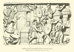 Destruction of a Germanic Village by Roman Soldiers by German School