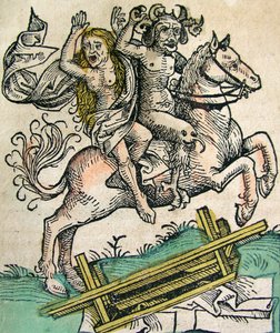 Devil and a Woman on Horseback by German School