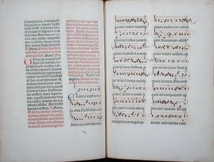 Double Page with a Plainsong Taken from an Incunabulum, from the Missale Romanum, c.1482