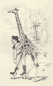 Drunk in the Transvaal being taken home by a giraffe