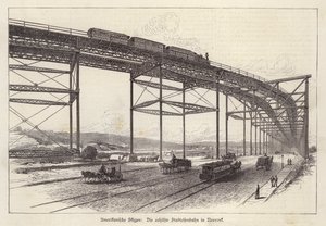 Elevated railway in New York City, New York, USA by German School