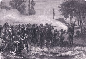 Encounter in the woods before Metz by German School