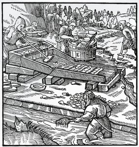Engraving from De re metallica (On the nature of metals), by Georgius Agricola by German School
