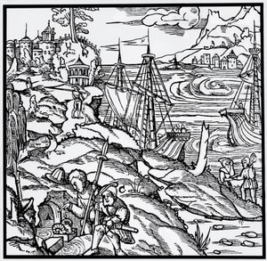 Engraving from De re metallica (On the nature of metals), by Georgius Agricola by German School