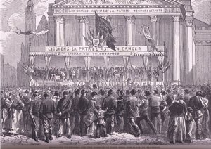 Enrolling volunteers for the defence of Paris, Cassells History of the War between France and Germany published by Cassell and Company Limited, c.1890 by German School