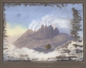 Eruption at the Merapi Volcano with a View of the East End of the Crater, November 1836, Pl.VI from Topographischer und Naturwissenschaftlicher Atlas zur Reise durch Java, by Dr. Fr. Junghuhn, Magdeburg by German School