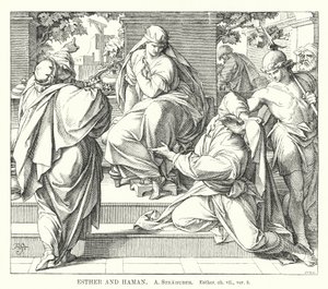 Esther and Haman (engraving) by German School