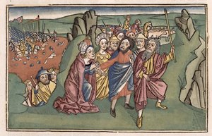 Exodus 14 Moses and the Israelites crossing the Red Sea, from the Nuremberg Bible