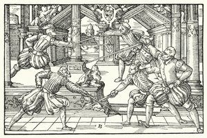 Fencing Scene by German School