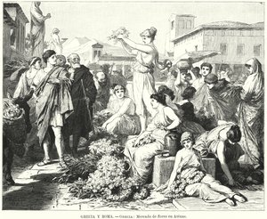 Flower market in Athens, Ancient Greece by German School