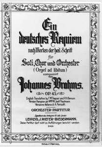 Frontispiece of the German Requiem by Johannes Brahms by German School