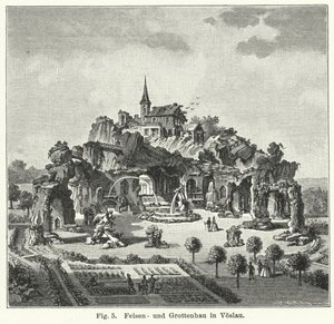 Garden design: grotto mountain in the garden of Count Johann von Fries, Voslau, Austria