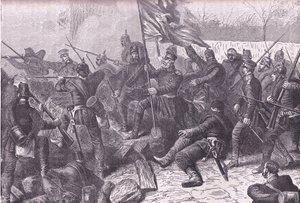 General von Budretzky leading the attack on Le Bourget, Cassells History of the War between France and Germany published by Cassell and Company Limited, c.1890 by German School