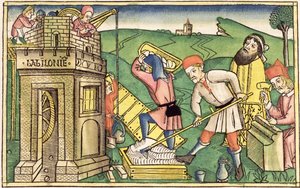 Genesis 11:1-9 Building The Tower of Babel, from the Nuremberg Bible by German School