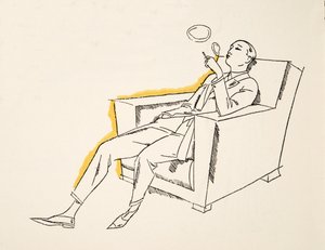 Gentleman Blowing Smoke Rings, from Styl, pub. 1922 by German School