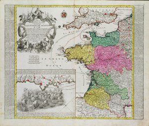 German Map Showing English Naval Attacks on French Ports in 1758
