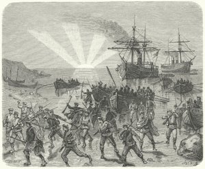 Giuseppe Garibaldi landing at Marsala, Sicily by German School