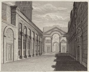 Hall of the Palace of the Roman Emperor Diocletian, Spalato (Split, Croatia). Illustration for Bilder-Atlas by German School