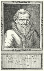 Hans Sachs, German Playwright and Writer (engraving) by German School