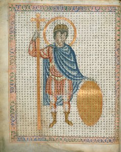 Emperor Louis I, the Pious, holding a cross and shield, from 